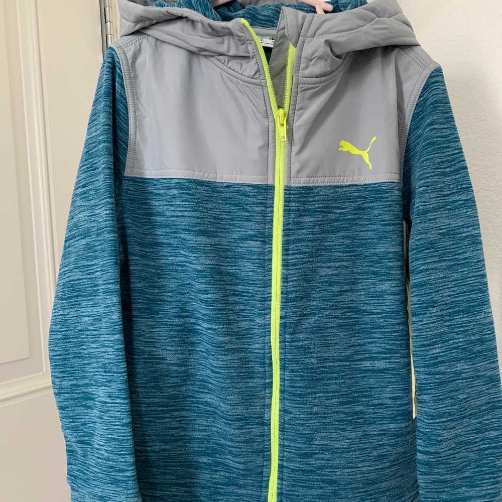 New Puma Boy's Full Zip Fleece Hooded Jacket